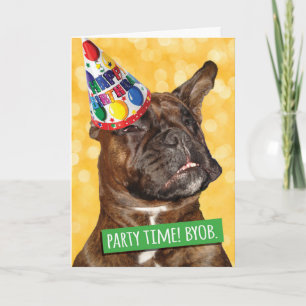 Carte Fête Boxer Chien BYOB-Apportez votre propre os