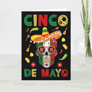 Carte Fête Cinco De Mayo Crâne de Sucre Mexicain Hommes