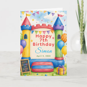 Carte Fête Colorée avec Château Gonflable