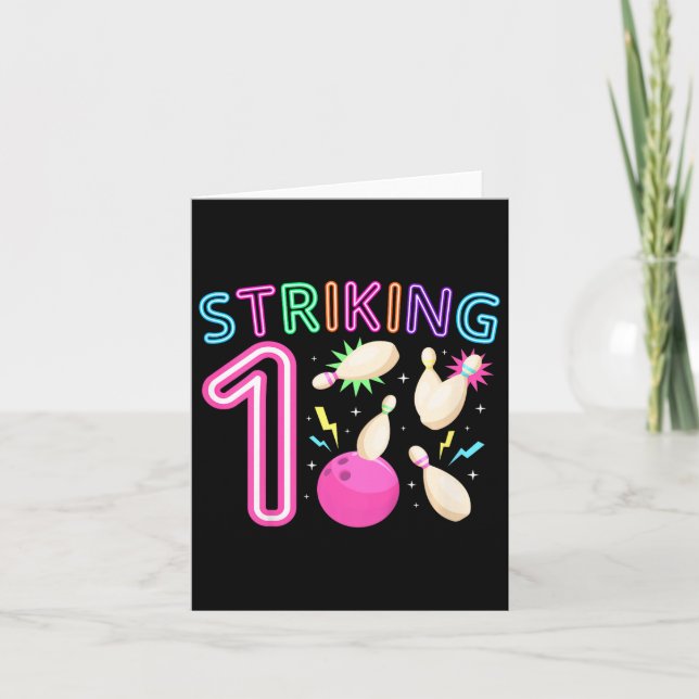 Carte Fête d'anniversaire 1ère des enfants Bowling Fille (Devant)