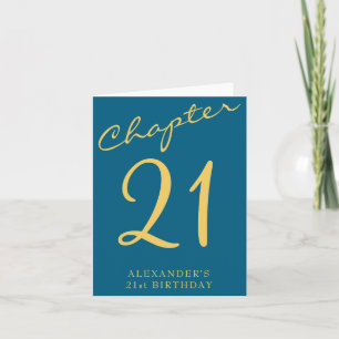 Carte Fête d'anniversaire 21 ans écriture dorée bleue