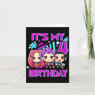 Carte fête d'anniversaire 4 ans k pop enfants 4ème anniv