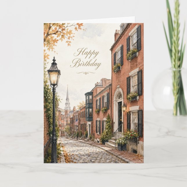 Carte Fête d'anniversaire à Beacon Hill dans une Brownst (Devant)