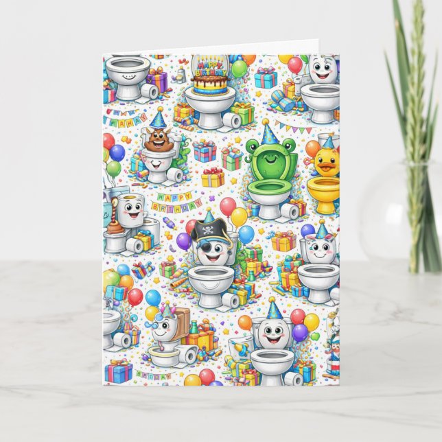 Carte Fête d'anniversaire aux toilettes drôle (Devant)