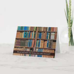 Carte Fête d'anniversaire avec bibliothèque