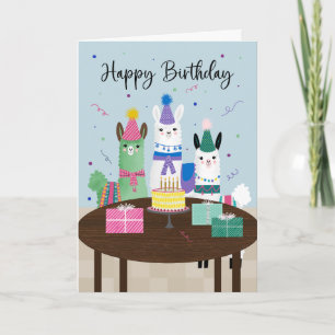 Carte Fête d'anniversaire avec des lamas