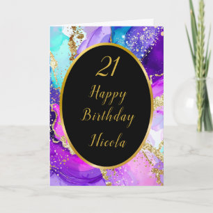 Carte Fête d'anniversaire Blue, Purple et Gold Enk