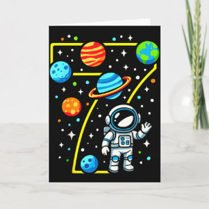 Carte Fête d'anniversaire d'astronaute 7 ans garçon fill