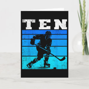 Carte Fête d'anniversaire de 10 ans garçons hockey sur g