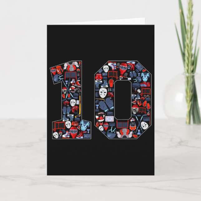 Carte Fête d'anniversaire de 10 ans sur le thème de hock (Devant)