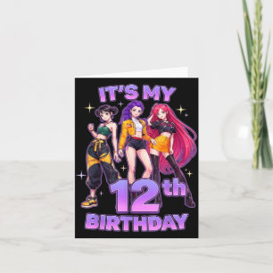Carte Fête d'anniversaire de 12 ans Enfants K pop Filles