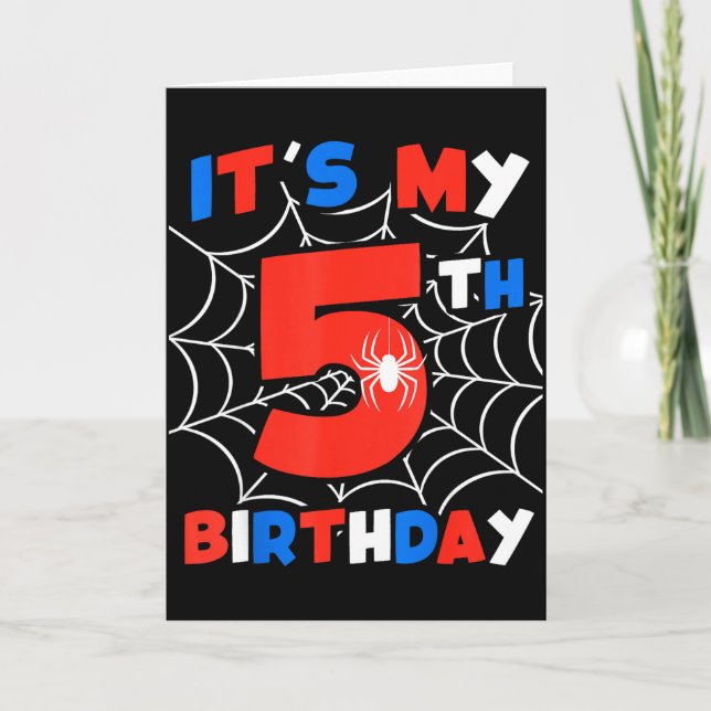 Carte Fête d'anniversaire de 5 ans Toile d'araignée 5e a (Devant)