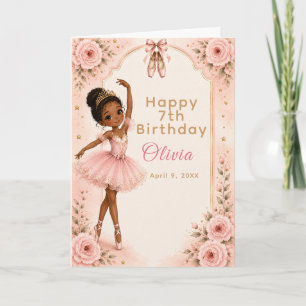 Carte Fête d'anniversaire de ballerine rose