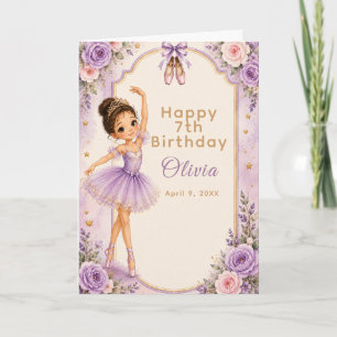 Carte Fête d'anniversaire de ballerine violette