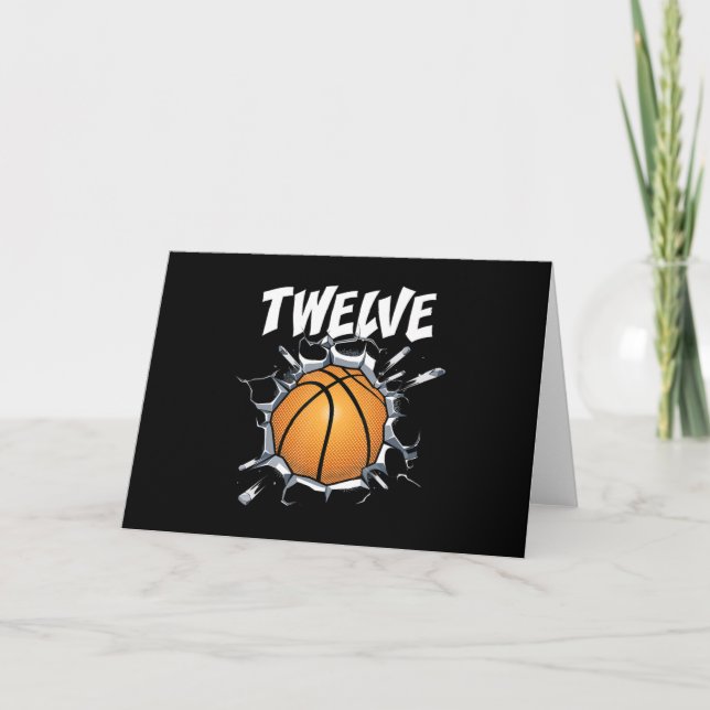 Carte Fête d'anniversaire de basketball de 12 ans garçon (Devant)