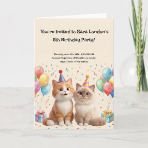 Carte Fête d'anniversaire de chats de dessin animé migno