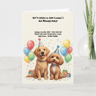 Carte Fête d'anniversaire de chiens mignons