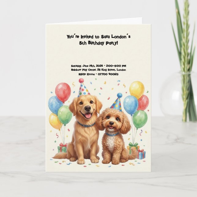 Carte Fête d'anniversaire de chiens mignons (Devant)