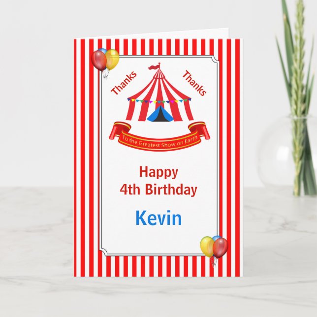 Carte Fête d'anniversaire de cirque rouge (Devant)
