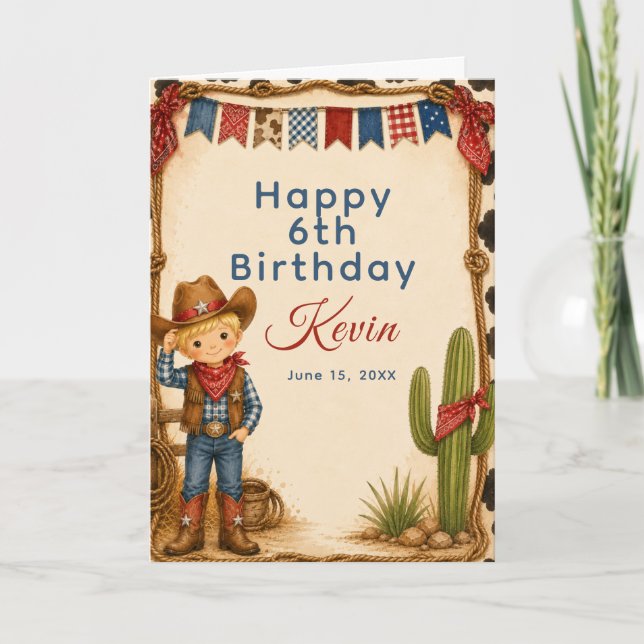 Carte Fête d'anniversaire de cow-boy Hoedown (Devant)