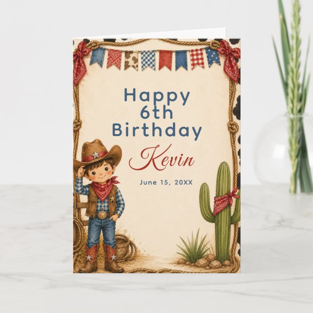 Carte Fête d'anniversaire de cow-boy Hoedown (Devant)