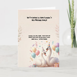 Carte Fête d'anniversaire de cygne mignon