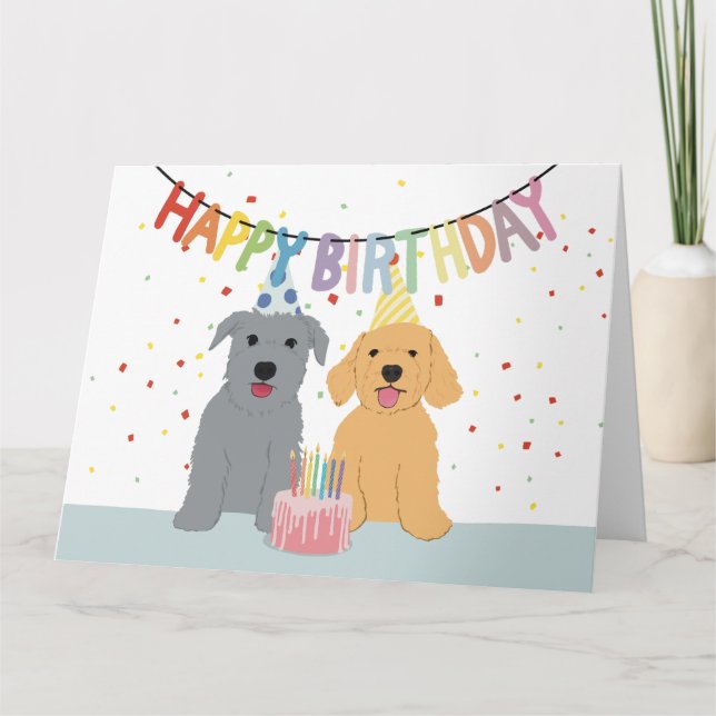 Carte Fête d'anniversaire de deux chiens (Devant)
