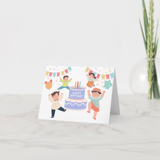 Carte Fête d'anniversaire de enfant coloré (Devant)