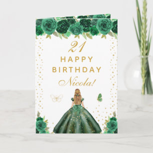 Carte Fête d'anniversaire de fille aux cheveux blonds fl