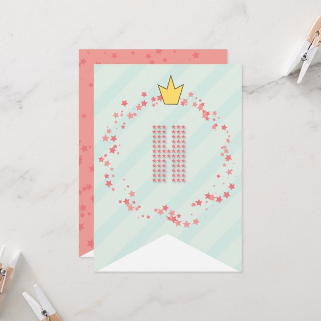 Carte Fête d'anniversaire de fille Princesse Fée Sucrée  (Devant/Arrière en situation)