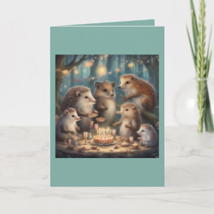 Carte Fête d'anniversaire de hérisson fantaisiste dans l