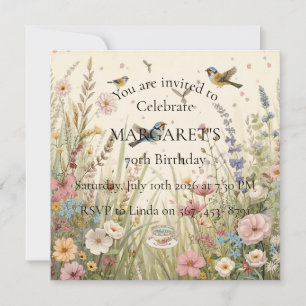 Carte Fête d'anniversaire de jardin de cottage fantaisis