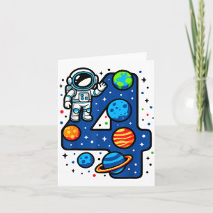 Carte Fête d'anniversaire de l'astronaute 4 ans garçon f