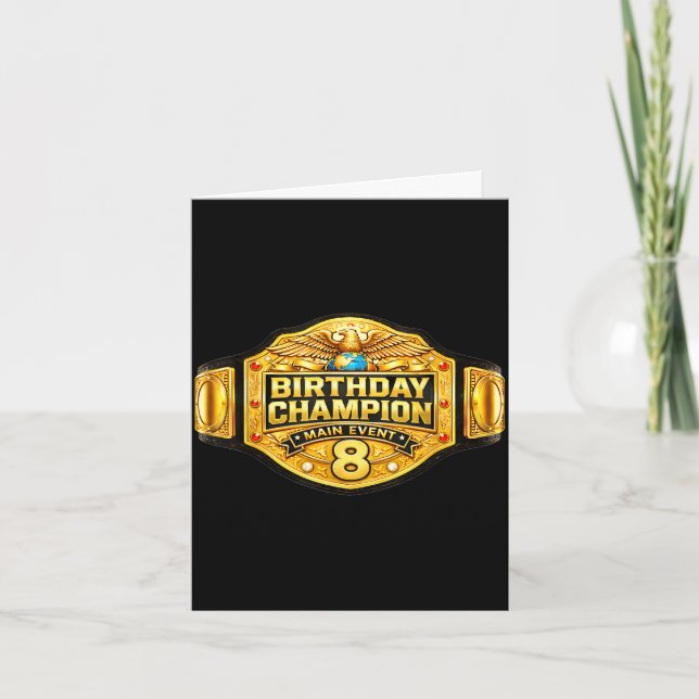 Carte fête d'anniversaire de lutteur 8 ans champion de c (Devant)