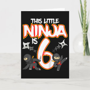 Carte Fête d'anniversaire de ninja de 6 ans pour enfants