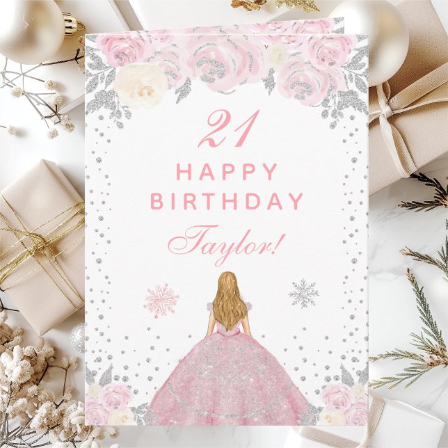 Carte Fête d'anniversaire de princesse aux cheveux blond (Créateur téléchargé)