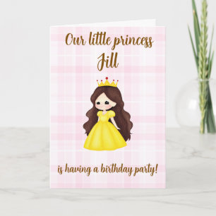 Carte Fête d'anniversaire de princesse cerf aquarelle po