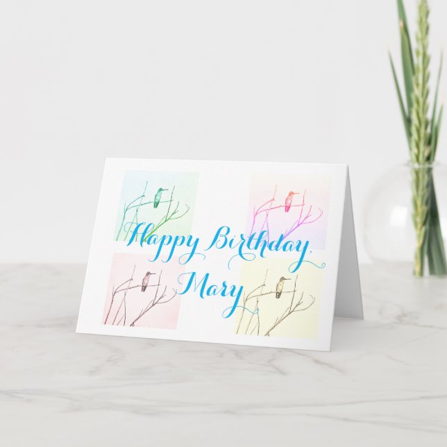 Carte Fête d'anniversaire des colibris (Devant)