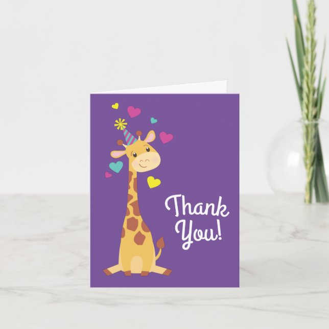 Carte Fête d'anniversaire des enfants girafe Merci adora (Devant)