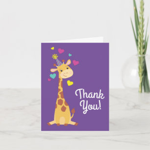 Carte Fête d'anniversaire des enfants girafe Merci migno