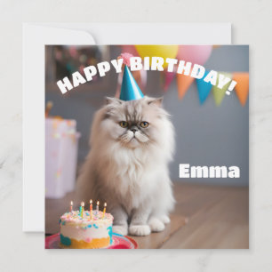 Carte Fête d'anniversaire du chat perse