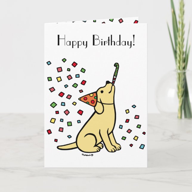 Carte Fête d'anniversaire du Labrador jaune Confetti (Devant)