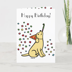 Carte Fête d'anniversaire du Labrador jaune Confetti