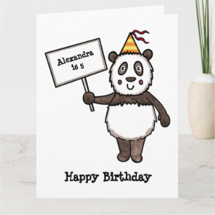 Carte Fête d'anniversaire enfant Panda personnalisée