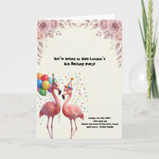 Carte Fête d'anniversaire flamant rose mignon