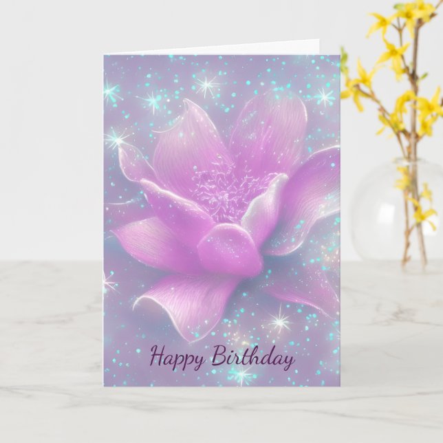 Carte Fête d'anniversaire Fleur Violette (Fleur jaune)