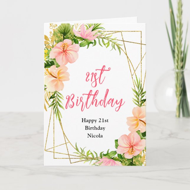 Carte Fête d'anniversaire florale de la jungle tropicale (Devant)