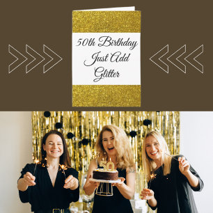 Carte Fête d'anniversaire Fun avec paillettons dor