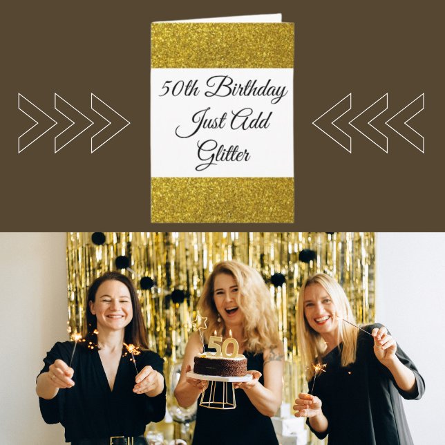 Carte Fête d'anniversaire Fun avec paillettons dor (The glitter details are simulated in the artwork. No actual glitter will be used in making product.)