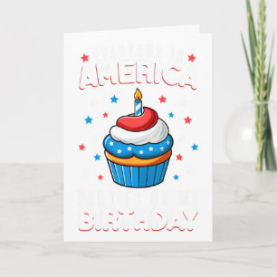 Carte Fête d'anniversaire garçon fille 4 juillet Quatre